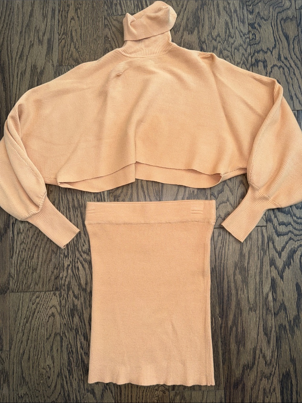Forever 21 Camel Ribbed Knit Two-Piece Set
